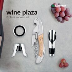 Набор из 4-х винных аксессуаров для вина  Wine Plaze, Legnoart, фото 