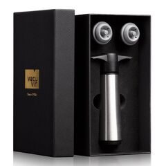 Вакуумный насос для вина  Stainless Steel + 2 пробки (подарочная упаковка), Vacu Vin, фото 