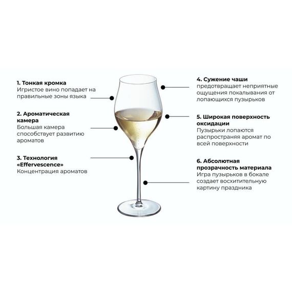 Набор бокалов для шампанского Exaltation, 6 шт, 300 мл, Chef&Sommelier, Кол-во в наборе: 6, фото , изображение 6