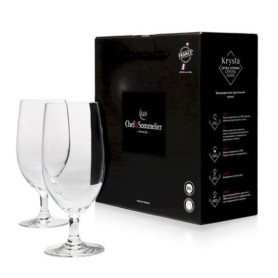 Набор бокалов для пива, 470 мл, 2 шт, хрустальное стекло, серия Cabernet, Chef&Sommelier, Кол-во в наборе: 2, фото 