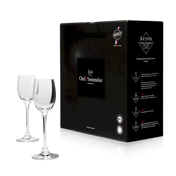 Набор рюмок Spirits, 2 шт, 70 мл, D56 мм, H158 мм, хрустальное стекло, Chef&Sommelier, Кол-во в наборе: 2, фото 