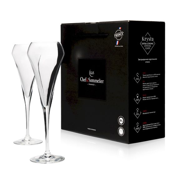 Набор бокалов-флюте Open Up, 2 шт, 230 мл, D56 мм, H225 мм, Chef&Sommelier, Кол-во в наборе: 2, фото 