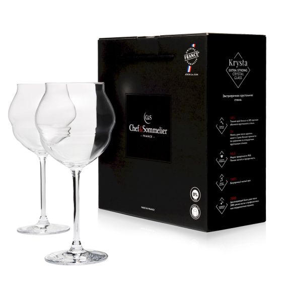 Набор универсальных бокалов для вина Macaron, 2 шт, 500 мл, D100 мм, H215 мм, хрустальное стекло, Chef&Sommelier, Кол-во в наборе: 2, фото , изображение 2